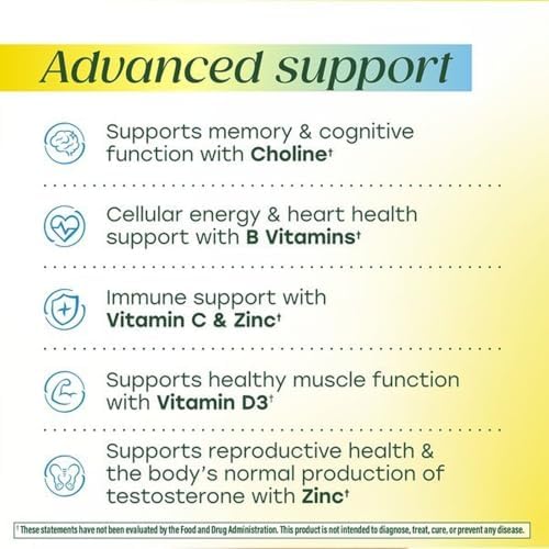 MegaFood Advanced Multivitamin for Men, Doctor Formulated, 120 Tablets | Immune Support, Cellular Energy, Heart & Brain Health, Choline, Methylfolate, Vitamin C, D3, Zinc, Vegetarian, 60 Servings