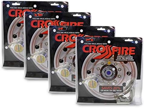 Parts Express Crossfire Set of 4 Universal Fit 110 PSI Stainless Steel Tire Valve | Set of 4, Mounts to Lug/Hubcap/Axle, Blowout Safety Isolation
