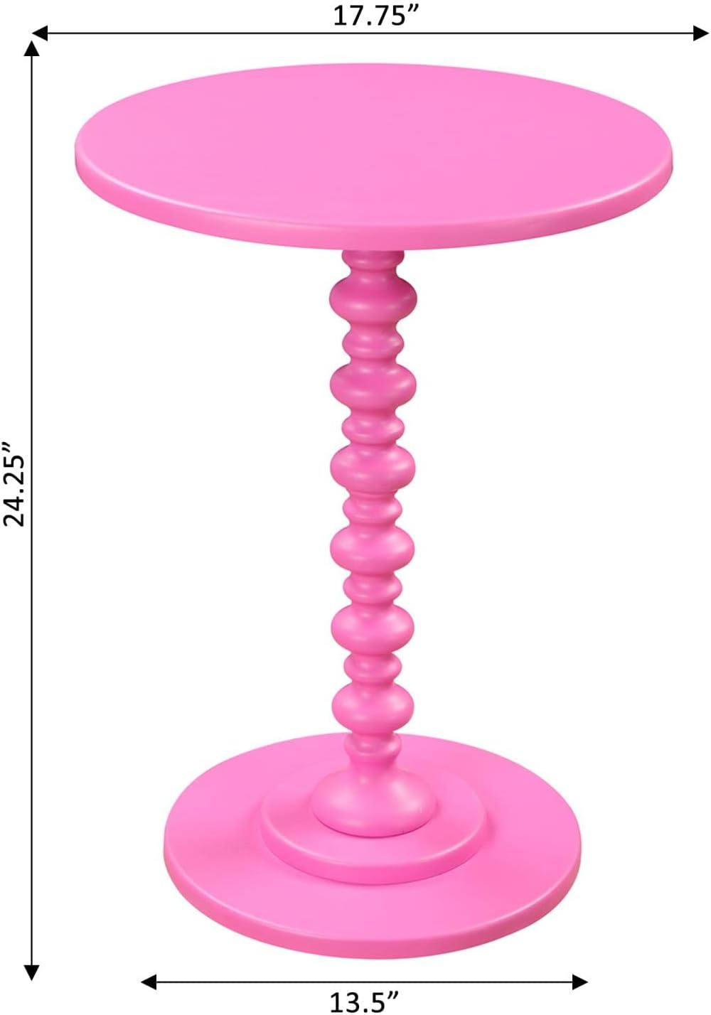 Convenience Concepts Palm Beach Spindle Table 17.75" - Traditional Round End Table for Living Room, Turned Solid Wood Side Table, Classic Display Pedestal Table, Espresso