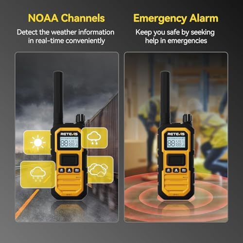 Retevis RB48 Plus Waterproof Walkie Talkies Long Range,GMRS Radios (6 Pack) | with 6-Way Charger,Heavy Duty,Rechargeable Two Way Radios,Connected Repeater,Dustproof,Shock Resistant,NOAA,Emergency Radios