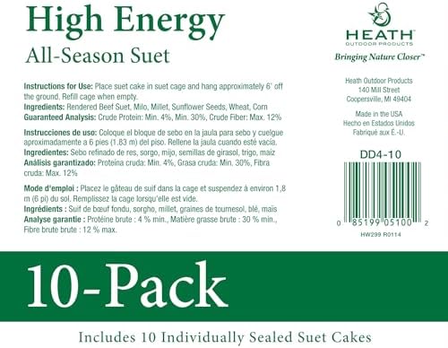 Heath Outdoor Products birds DD4-10 All Season High Energy Suet Cake, Case Of 10