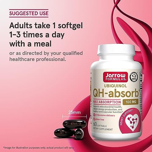 Jarrow QH-Absorb Ubiquinol 100mg CoQ10, Heart Health, 120 Softgels | High Absorption, Supports Mitochondrial Energy Production & Healthy Cardiovascular Function, Dietary Supplement