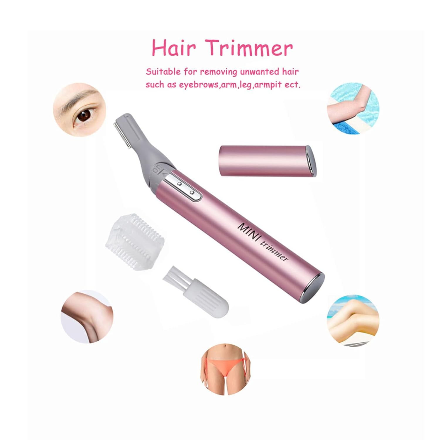 Mini Rotatable Lady Shaver Electric Bikini Facial Precision Trimmer Eyebrow Shaper Razor Kit Underarm Leg Body Hair Remover(Battery Operated) …