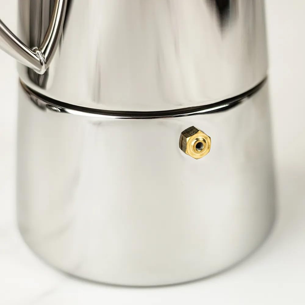 Cuisinox Roma Stovetop Espresso Maker COF-6R, Stainless Steel Coffee Percolator Stovetop, Heat-Resistant & Non-Reactive, 6-Cup Italian Espresso Maker Easy to Clean, Durable Stove Top Percolator
