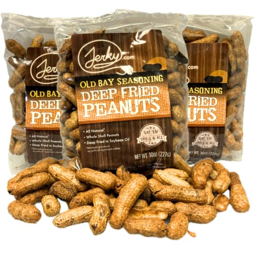 Jerky.com Deep Fried Spicy Hot Peanuts in Shell 3 Pack - Bold & Savory Peanuts - Roasted Spicy Peanuts in Shell for Human - USA Grown, Ultimate Spicy Gourmet Gift Peanuts (30oz Total)