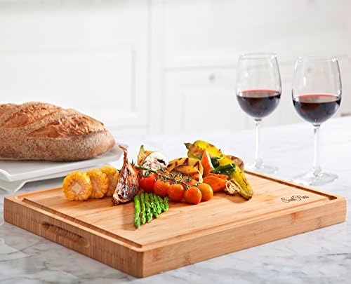Butcher Block - Organic Bamboo Cutting Board w/Juice Groove - 17x13x1.5" -Butcher Block Cutting Board - Premium Quality and Professional Design - Bamboo Chopping Block