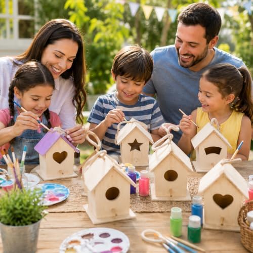 12 Pack DIY Bird House Kits for Kids to Paint, Unfinished Wooden Birdhouse | Bulk Birdhouses for Adults, Fully Assembled Ready to Decorate