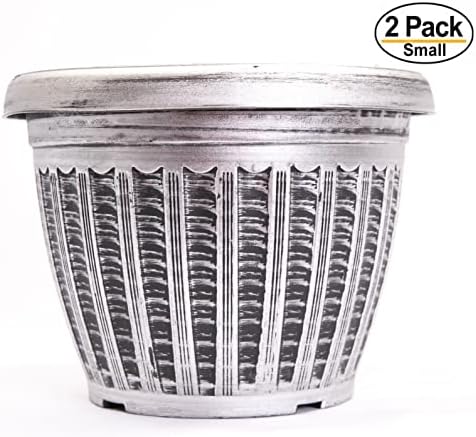 Rustic Flowerpot 10" Planter for Garden Patio Office Ornaments Home Decor Long Lasting Reusable Light Weight (Silver-S)