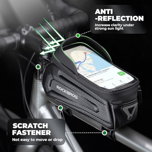 ROCKBROS Bike Phone Bag, [Oversized] EVA Waterproof Bike Top Tube Bag