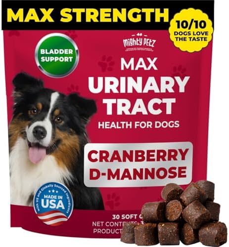 MAX Cranberry for Dog UTI Treatment - MAX Strength Cranberry Supplement for Dogs + D-Mannose. Bladder Control for Dogs. Urinary Tract Care & Kidney