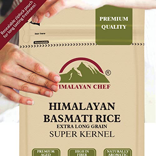 Himalayan Chef Basmati Rice,Extra Long Grain Rice Fluffy Quick Cooking Aromatic - 10 lbs.(Packaging May Vary)