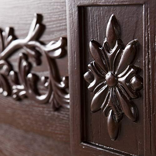 SEI Furniture Calvert Electric Fireplace with Carved Floral Trim, New Espresso