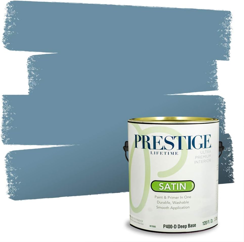 Prestige Paints E400-P-SW6506 Exterior Paint and Primer in One, 1-Gallon, Satin, Comparable Match of Sherwin Williams Vast, 1 Gallon, SW45-Vast Sky