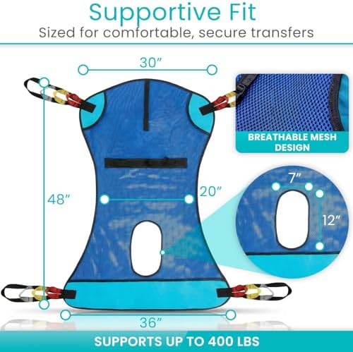 Vive Patient Lift Sling with Opening (400lb Capacity) - Lifting Aid Straps