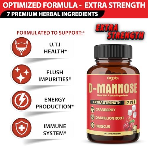 agobi D-Mannose Capsules - 7 Herbs with Cranberry, Dandelion