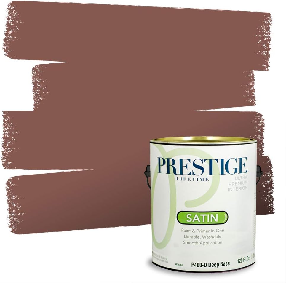 PRESTIGE Paints Exterior Paint and Primer In One, 1-Gallon, Semi-Gloss, Comparable Match of Sherwin Williams* French Roast*