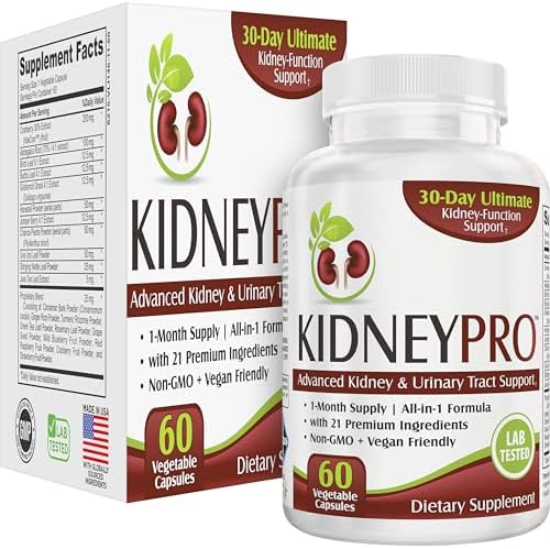 KidneyPRO: with 21 Kidney Health Support Supplements in 1 Formula | Men & Women | Kidney Supplement Complex | 60 Capsules