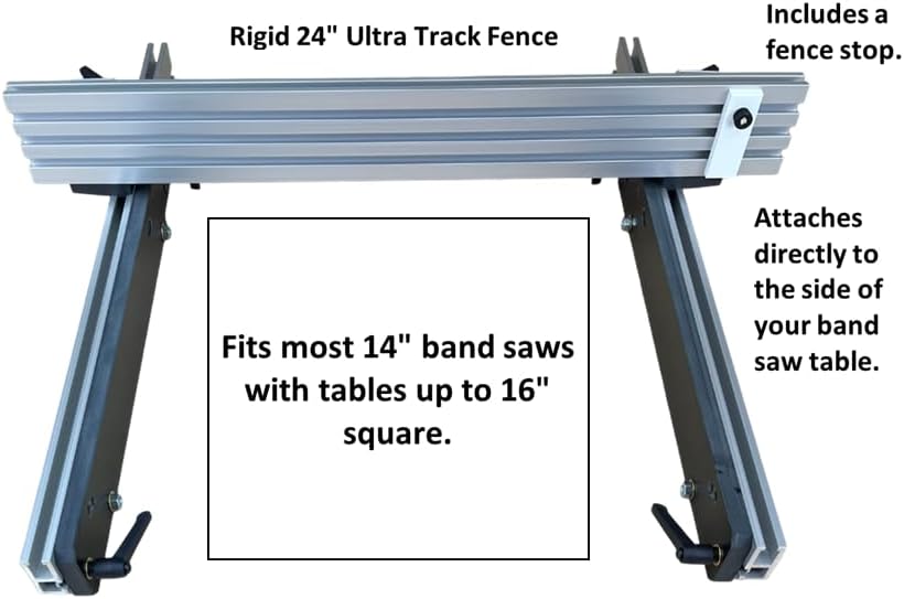 Woodhaven 7280 Band Saw Fence for 14" Bandsaws, Made in USA | 14" saw compatible, dual-end locking, blade lead adjustment