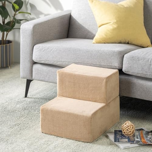 ZINUS Foam 13 Inch 2-Step Step Pet Stairs / Pet Ramp for Cats and Dogs, Extra Small, Beige