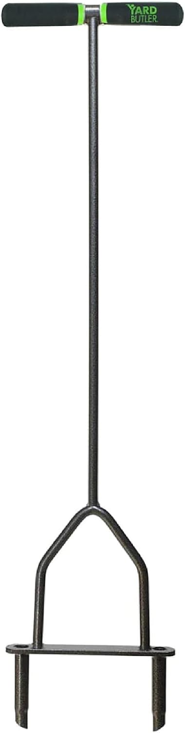 Yard Butler Manual Lawn Coring Aerator, ID-6C - Lawn Care Tool for Aerating - Long-Handled - Power-Coated Steel Construction - Comfortable Cushioned Handles Garden Tool - Easy to Use | Long-Handled Aerator, Powder-Coated Steel Construction, Cushioned Han…