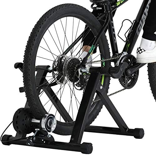 Portable Bike Trainer Stand Bicycle Trainers Road, Bike Trainer for Indoor Riding Magnetic Bike Trainer with Noise Reduction Wheel 5 Levels Resistance