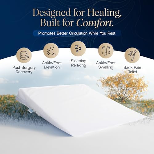 Hermell Bed Wedge Pillow – Supportive Elevated Cushion for Back Pain Relief, Spinal Alignment, Snoring