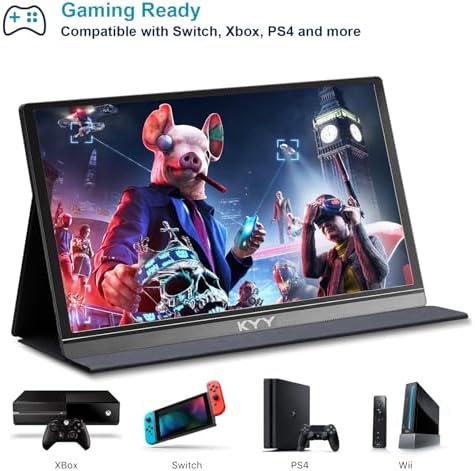 KYY Portable Monitor 15.6" 1080P Computer Monitor Screen Extender w/Cover