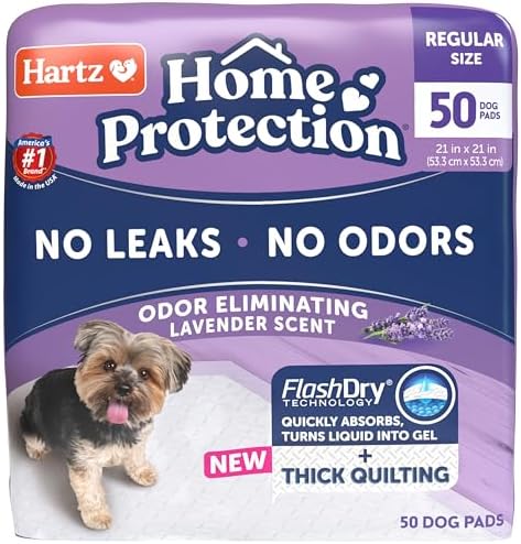 Hartz Home Protection Lavender Scented Odor Eliminating Dog Pads, 50 Count