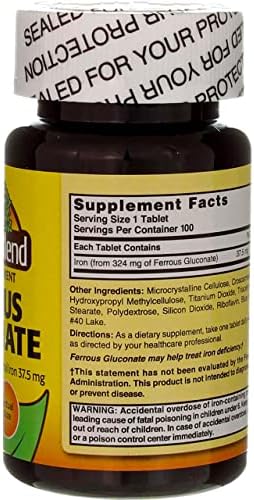 Nature's Blend Ferrous Gluconate Tablets, 100 Count