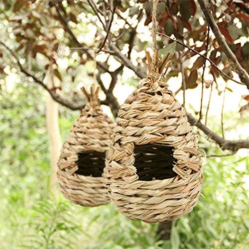 Yesland 4 Pack Hand Woven Hummingbird House, 9 x 4 Inches Bird Hut and Hummingbird Houses Nest