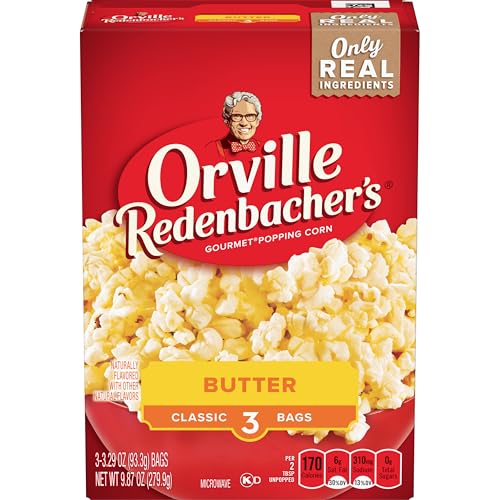 Orville Redenbacher's Movie Theater Butter Microwave Popcorn, 3.29 Ounce Classic Bag, 24-Count