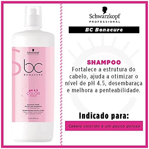 Schwarzkopf Professional Bonacure Color Freeze Ph 4.5 Micellar Sulfate Free Shampoo, Fresh, 1000 ml