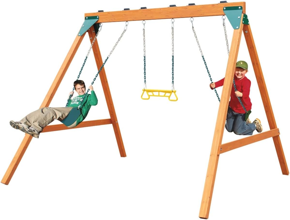 Swing-N-Slide PB 8360 Ranger Wooden Swing Set with Swings, Brown (Amazon Exclusive)
