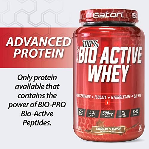 iSatori 100% Bio-Active Whey Protein Chocolate Flavor - 26 Servings | Whey Isolate, Hydrolysate, Concentrate, BCAAs, Colostrum Peptides, 25g Protein Per Serving, Muscle Growth and Recovery