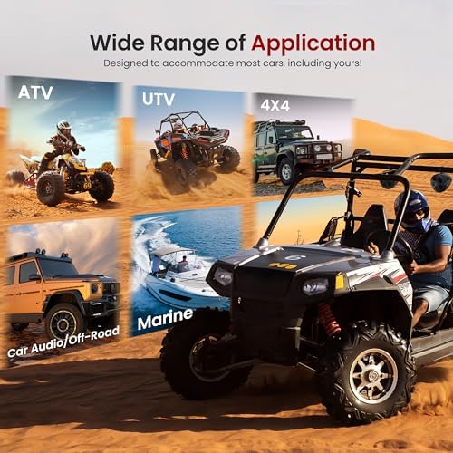 Pyle 4" Off-Road Bluetooth Waterproof Speakers -800W Peak Power Amplified Speaker System for ATV / UTV, Golf Cart, Boat, Aux Input Jack