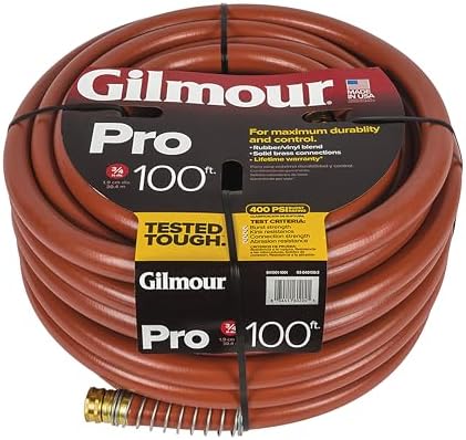 Gilmour Pro Commercial 3/4" x 100' Heavy Duty Water Hose, Durable and Kink Resistant 100 ft Garden Hose | 400 PSI burst strength