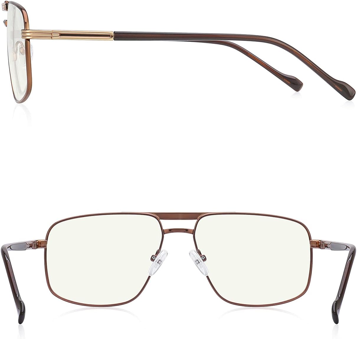 Reading Glasses for Men Square Double Bridge Blue Light Blocking Computer Readers