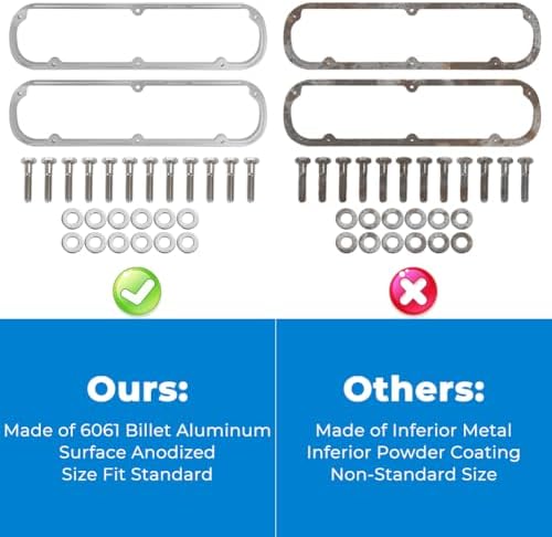Valve Cover Spacers Kit for Ford Small Block 289 302 351W SBF V8 Engine | 1/2" Thick Aluminum Valve Cover Spacers with Bolts & Washers, Direct Fit