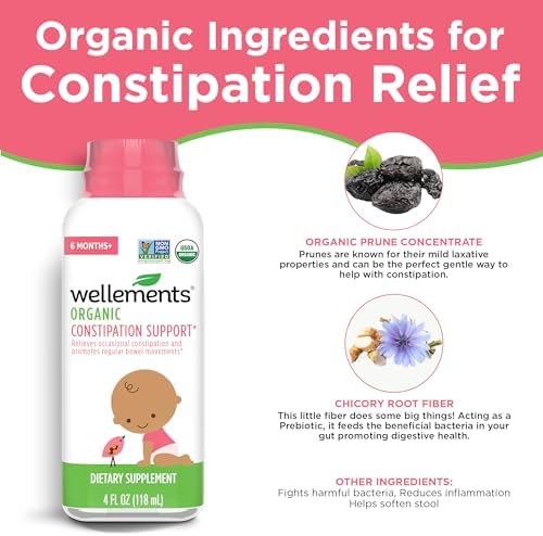 Wellements Organic Constipation Relief for Infants Babies & Toddler 4 Fl Oz
