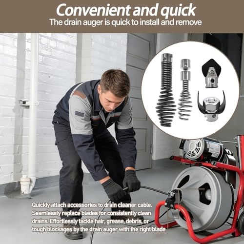 10 Pcs Drain Snake Drill Attachment Cutter and Auger Kit Compatible with RIDGID K-400 C-4 C-6 C-7 C-8 and C-9 Drain Cleaning Machine