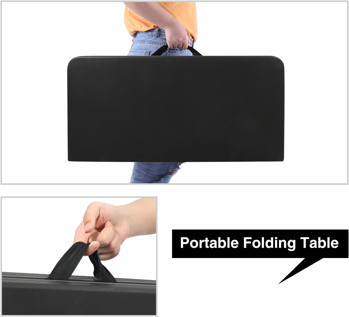 REDCAMP 34" Square Folding Card Table with Resin Top, Portable Fold in Half Small Card Tables with Collapsible Legs for Adults Indoor Outdoor Use