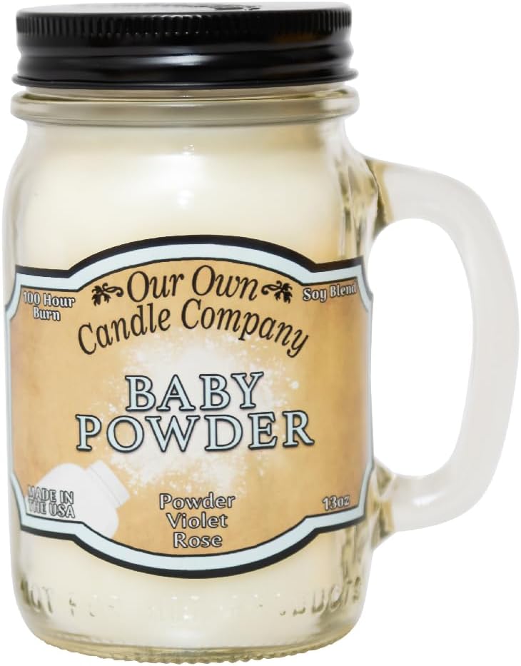 Balsam Pine Scented Mason Jar Candle, Our Own Candle Company, 13 oz | Clean, fresh Balsam-pine-tree scent; soy blend wax; lead-free wick with patented straightener; long lasting