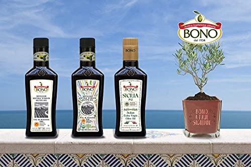 BONO PDO Certified Val Di Mazara Sicilian Extra Virgin Olive Oil, 3 pack