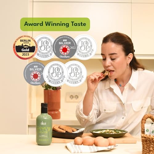 Olizzi Premium Organic Olive Oil Extra Virgin - Award Winning, Early Harvest, Polyphenol Rich, First Cold Pressed, USDA Organic Certified, Kosher