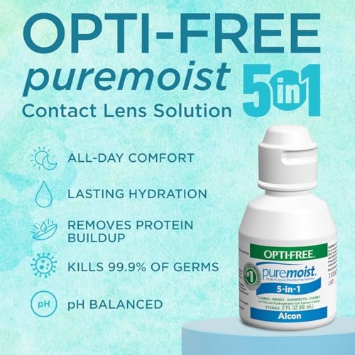 Opti-Free Puremoist Multi-Purpose Contact Lens Cleaning and Disinfecting Solution with Lens Case, 2 Fl Oz (Pack of 1)