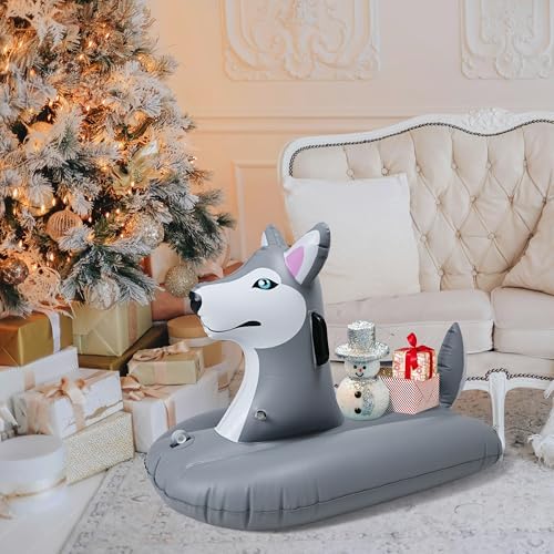 Jet Creations Husky Inflatable Snow Grass Sled Pool Float for Kids and Adults, 38 inch Long 2 Handles
