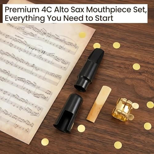 Cecilio 4C Alto Saxophone Mouthpiece with Ligature, Reed & Cap