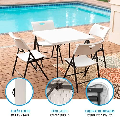 LIFETIME 80273 Fold in Half Square Table, 34 Inch, White