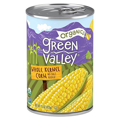 Green Valley Organics Whole Kernel Corn | Certified Organic | Non-GMO Project Verified | 100% Supersweet Variety Corn | Deliciously Sweet | 15 ounce