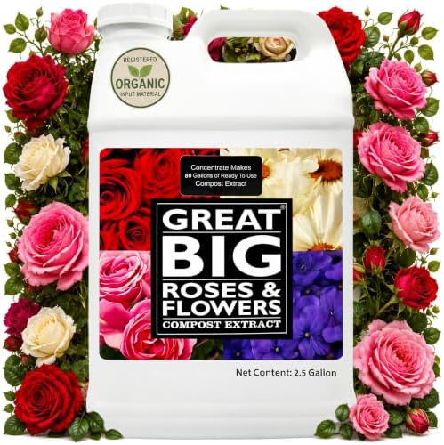 Great Big Roses Fertilizer Booster for Rose & Flower Gardens, 32 Ounce | Organic; For Roses, Flowers, Hydrangeas & Flowering Shrubs; Mix 4 oz per gal water; More Blossoms & Better Root Uptake